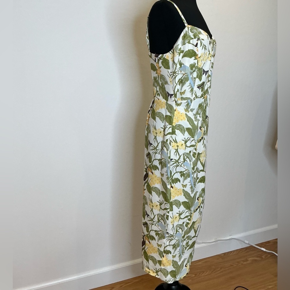 Reformation Rianne Tropics  Toucan Bird and Leaves Print Wrap Dress Size 12 - Picture 5 of 16